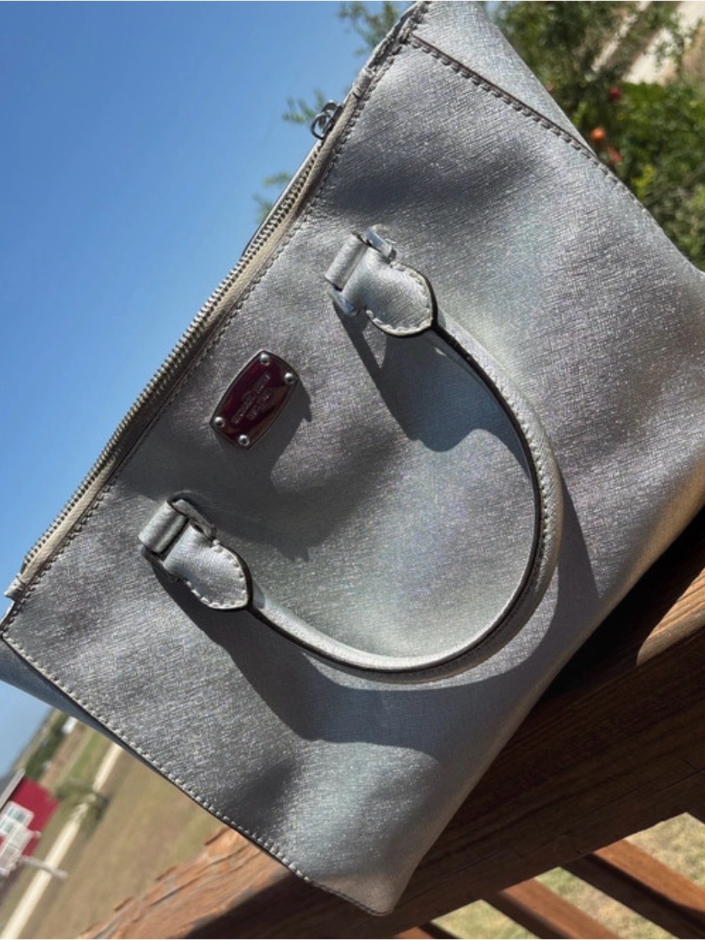 Michael Kors Silver Metallic Saffiano Tote